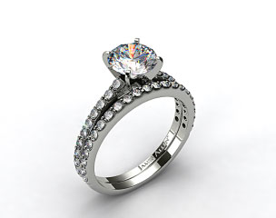18k White Gold 0.30ct Common Prong Round Shaped Diamond Engagement Ring & .33ct Common Prong Wedding Ring